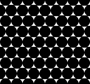 Modern repeating seamless pattern of repeat round shapes. Black and white cir Illustrazione stock