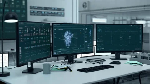 Modern Research Scanner identifies covid-19 virus spike protein structure Stock Footage 200525791