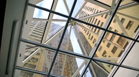 Modern residential building with clinker facade and balconies . Bottom view Stock Footage 68487737