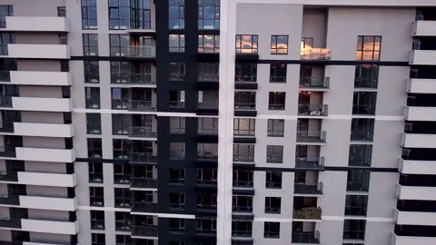 Modern residential building under construction. Aerial view. 4K Stock Footage 131390940
