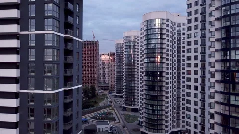 Modern residential building under construction.  aerial view  4K Stock Footage 131856591