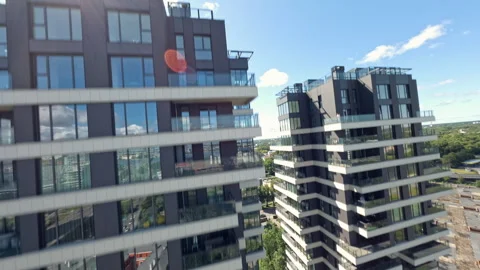 Modern residential complex in vilnius zverynas district featuring sleek glass Video stock 306387952