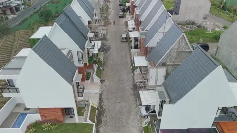 Modern Residential Development Overlooking Vast Greenery in a Serene Landsc.. Stock Footage 311127950