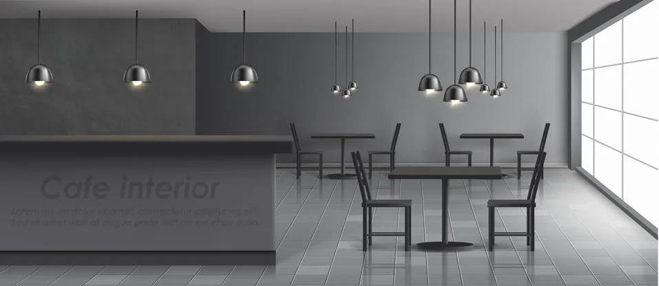 Modern restaurant, cafe realistic vector interior Stock-Illustration