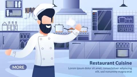 Modern Restaurant Cuisine Flat Vector Website Stock Illustration