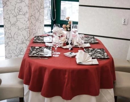 Modern restaurant dinner table Stock Photos