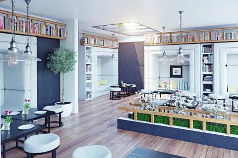 Modern restaurant interior Stock Illustration