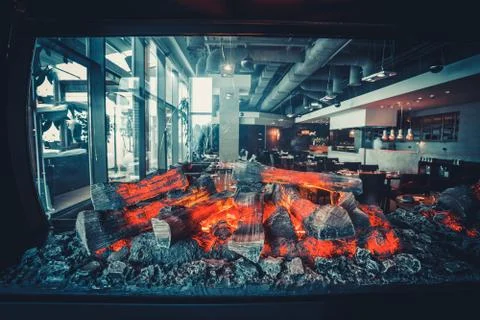 Modern restaurant with open kitchen Fotos Stock