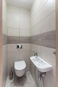 Modern restroom interior Stock Photos