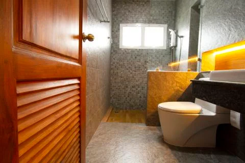 Modern restroom interior Stock Photos