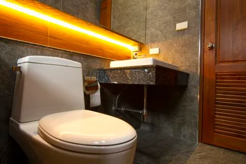 Modern restroom interior Stock Photos