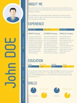 Modern resume cv with shadow design Illustrazione stock