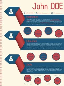 Modern resume cv template design with arrow ribbons Stock Illustration