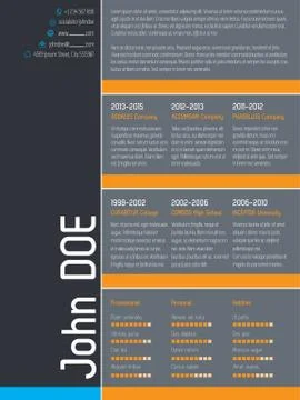 Modern resume cv template with simplistic elements Stock Illustration