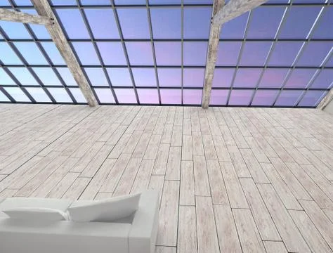 Modern retro attic interior without people. Stock Illustration