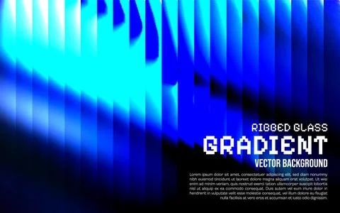 Modern ribbed glass gradient vector background with blue hues Stock Illustration
