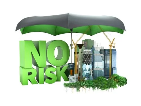 Modern risk management concept in construction industry 3d render on white no Illustrazione stock