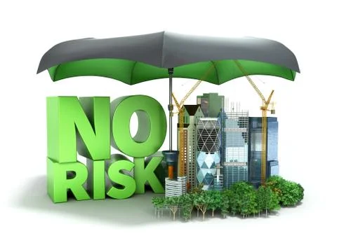 Modern risk management concept in construction industry 3d render on white Stock Illustration