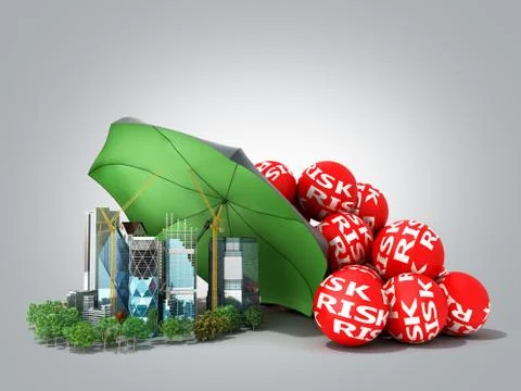 Modern risk management concept in construction industry 3d render image on gr Illustrazione stock