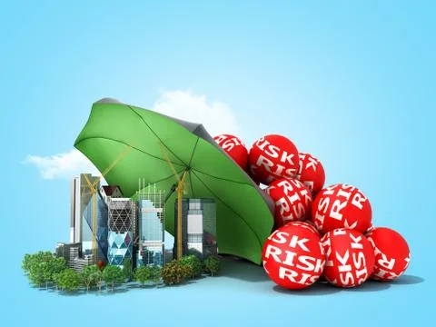 Modern risk management concept in construction industry 3d render on blue gra Stock-Illustration