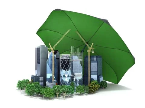 Modern risk management concept in construction industry 3d render on white Stock Illustration