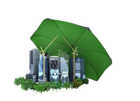 Modern risk management concept in construction industry 3d render on white no Stock-Illustration