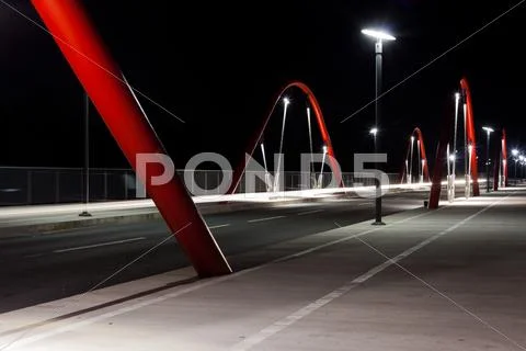 Modern road bridge at night Stock Photos