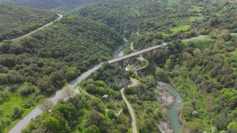 Modern Road Bridge Over River Gorge in Peloponnese Stock Footage 337088216