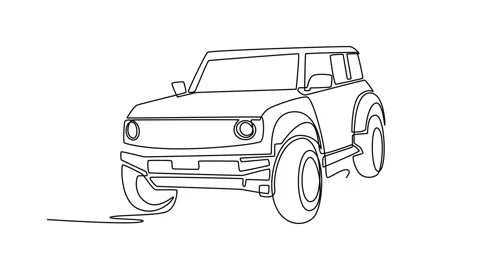 Modern off-road SUV rendered with dynamic aesthetic. Bold front grille Vídeos de archivo 332599737