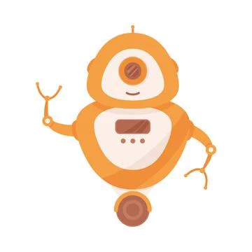 Modern Robot and Humanoid Bot with Smiling Face as Artificial Intelligence Stock Illustration