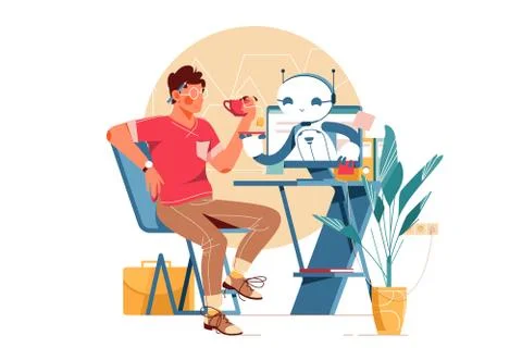 Modern robot assistant Illustrazione stock