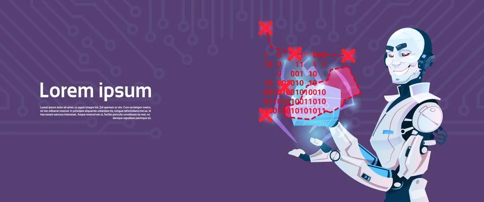 Modern Robot Coding, Futuristic Artificial Intelligence Mechanism Technology 스톡 일러스트