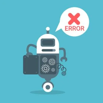 Modern Robot Error Message Artificial Intelligence Technology Concept Stock Illustration