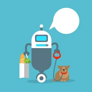 Modern Robot Helping With House Work Artificial Intelligence Technology Concept Stock Illustration
