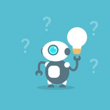 Modern Robot Hold Light Bulb Artificial Intelligence Technology Concept Stock Illustration