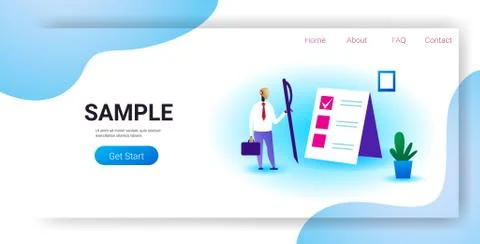 Modern robot holding pen task solutions new ideas checklist with marks in che Stock Illustration