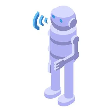 Modern robot listening voice command isometric view 스톡 일러스트