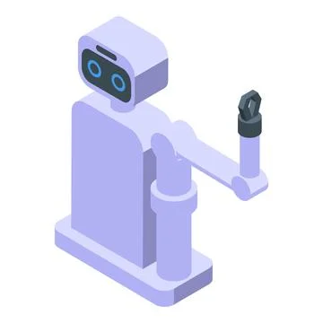Modern robot manipulator picking up object using artificial intelligence Illustrazione stock