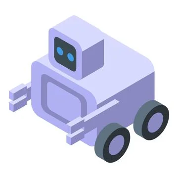 Modern robot moving on wheels isometric view Stock Illustration