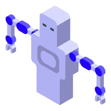 Modern robot operating with arms outstretched isometric icon Stock Illustration