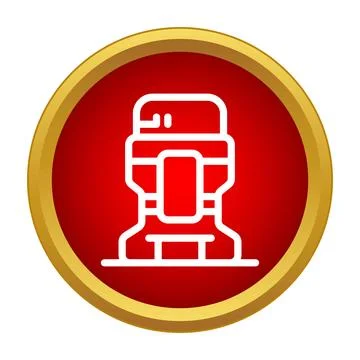 Modern robot or cyborg head icon in a red circle Illustrazione stock