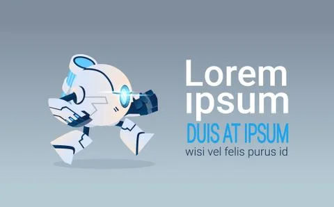 Modern Robot Running Artificial Intelligence Technology Stock Illustration