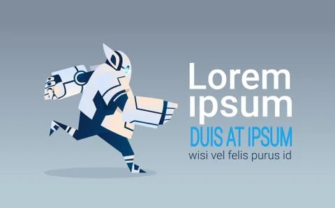 Modern Robot Running Artificial Intelligence Technology Illustrazione stock