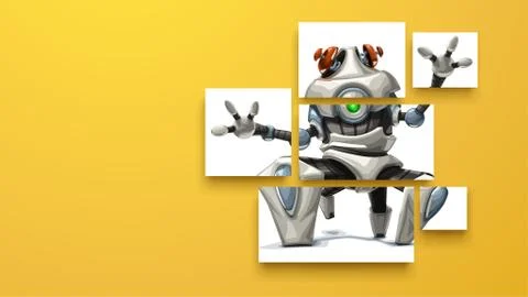 Modern robot on sliced boards Stock Illustration