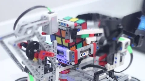 Modern robot solves the puzzle Stock Footage 81787520