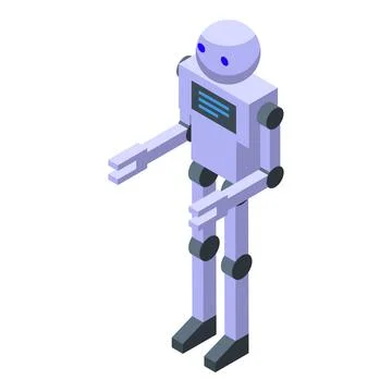 Modern robot standing and moving arms isometric view Illustrazione stock