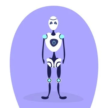 Modern robot standing pose bot helper artificial intelligence concept cartoon Stock Illustration