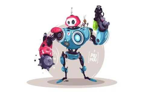 Modern robot with weapon Stock Illustration
