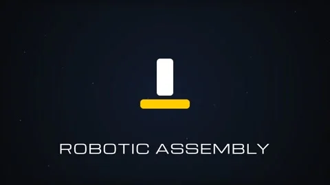 Modern robotic assembly process animation on dark background Stock Footage 337502562