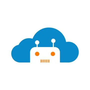 Modern Robotic Cloud Technology Logo Vector Graphic Design Stock Illustration